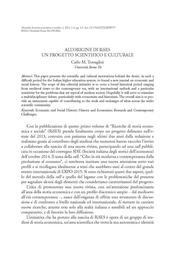 All'origine di RiSES: un progetto scientifico e culturale