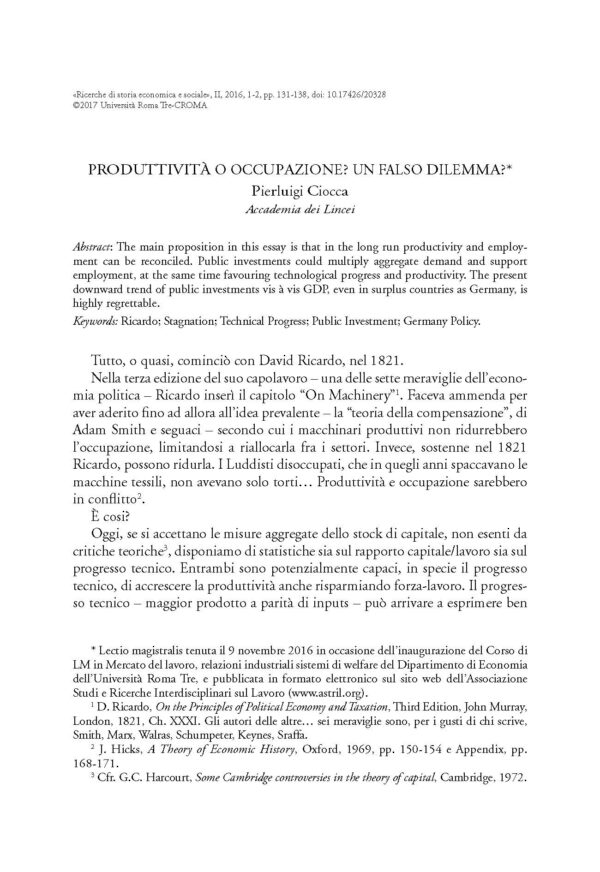 Produttività o occupazione? Un falso dilemma