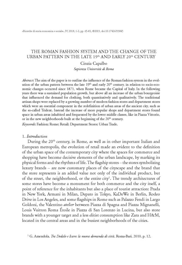 The Roman fashion system and the change of the urban pattern in the late 19th and early 20th century