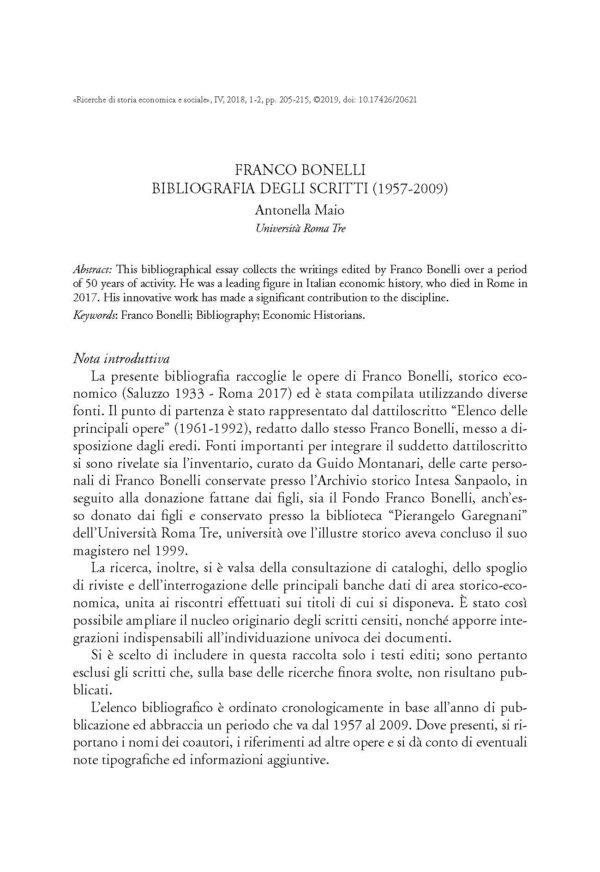 Franco Bonelli. Bibliografia degli scritti (1957-2009)