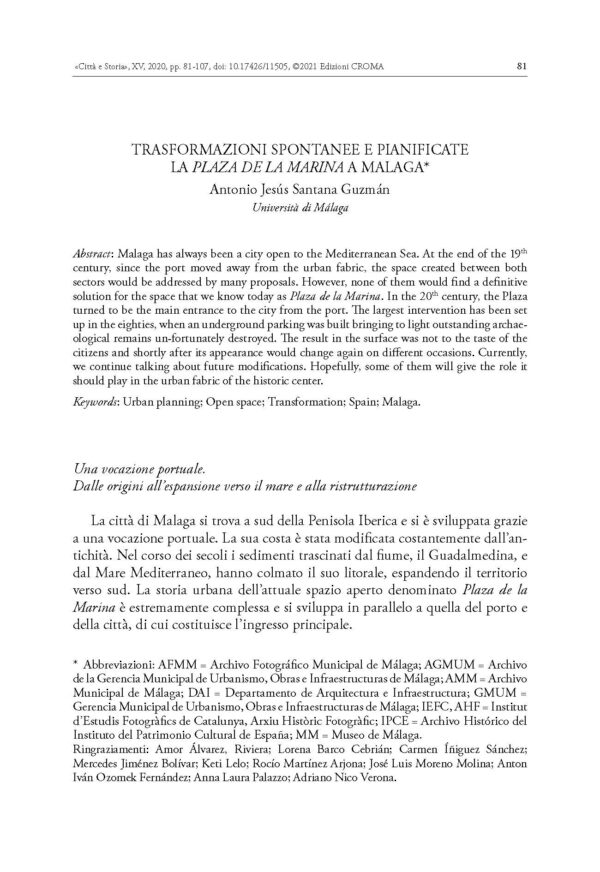Trasformazioni spontanee e pianificate la Plaza de la Marina a Malaga