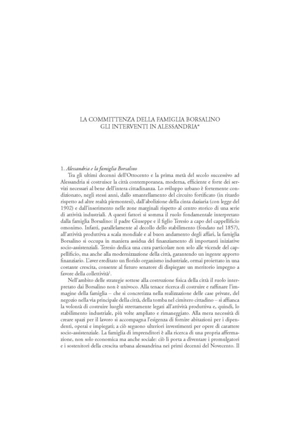La committenza della famiglia Borsalino: gli interventi in Alessandria