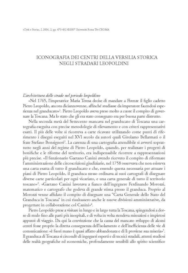 Iconografia dei centri della Versilia storica negli stradari leopoldini