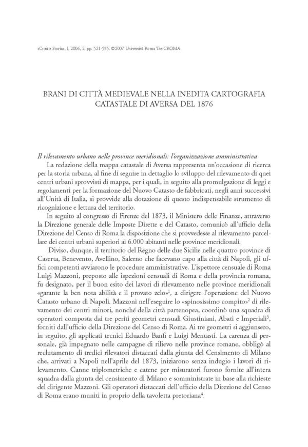 Brani di città medievale nella inedita cartografia catastale di Aversa del 1876