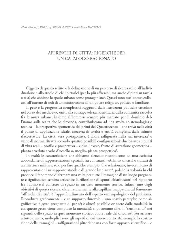 Affreschi di città: ricerche per un catalogo ragionato