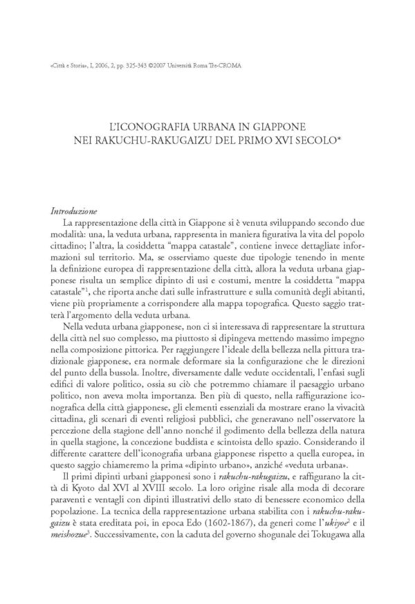 L'iconografia urbana in Giappone nei Rakuchu-rakugaizu del primo XVI secolo