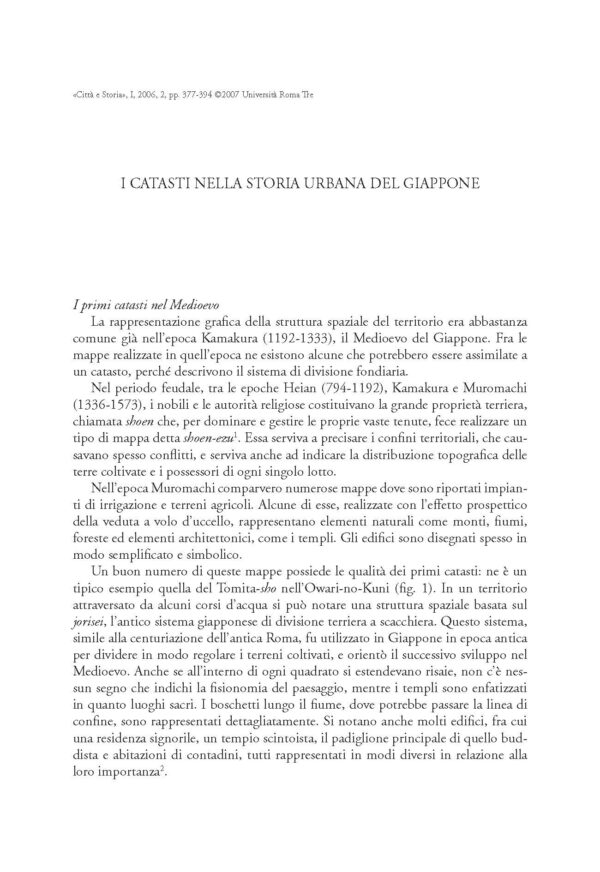 I catasti nella storia urbana del Giappone