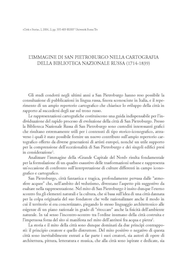 L’immagine di San Pietroburgo nella cartografia della Biblioteca Nazionale Russa (1714-1839)