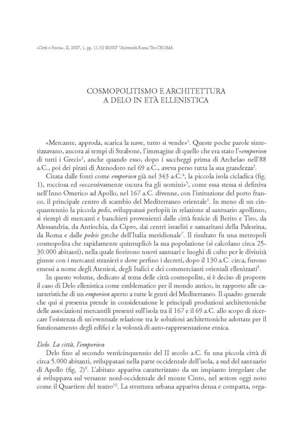 Cosmopolitismo e architettura a Delo in età ellenistica