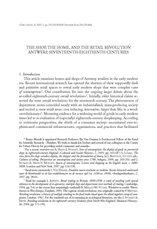 The shop, the home, and the retail revolution: Antwerp, seventeenth-eighteenth centuries