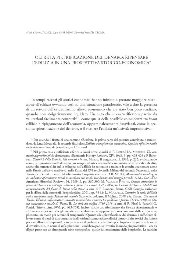 Oltre la pietrificazione del denaro: ripensare l'edilizia in una prospettiva storico-economica