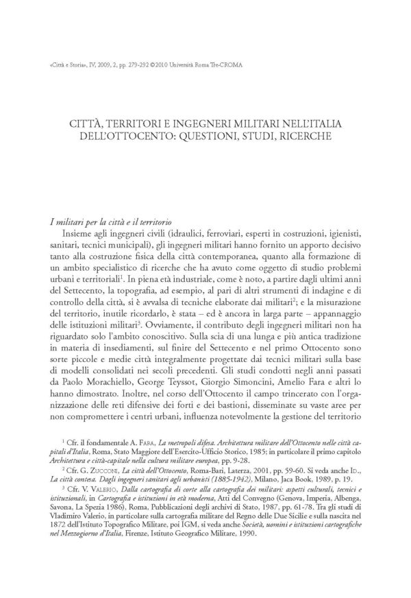 Città, territori e ingegneri militari nell'Italia dell'Ottocento: questioni, studi, ricerche