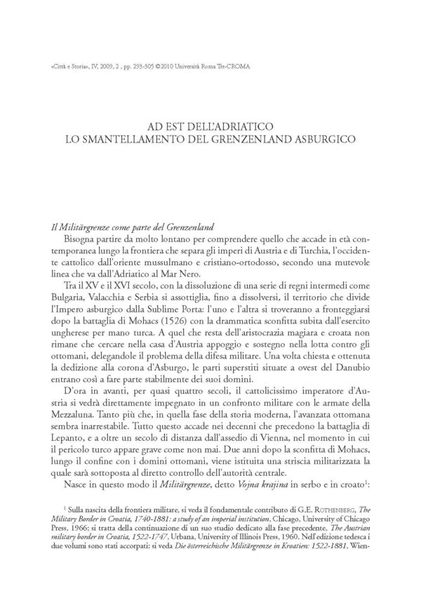 Ad est dell'Adriatico: lo smantellamento del Grenzenland asburgico