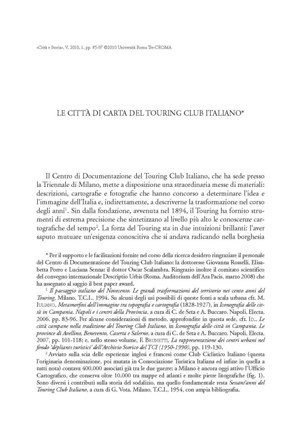 Le città di carta del Touring Club Italiano