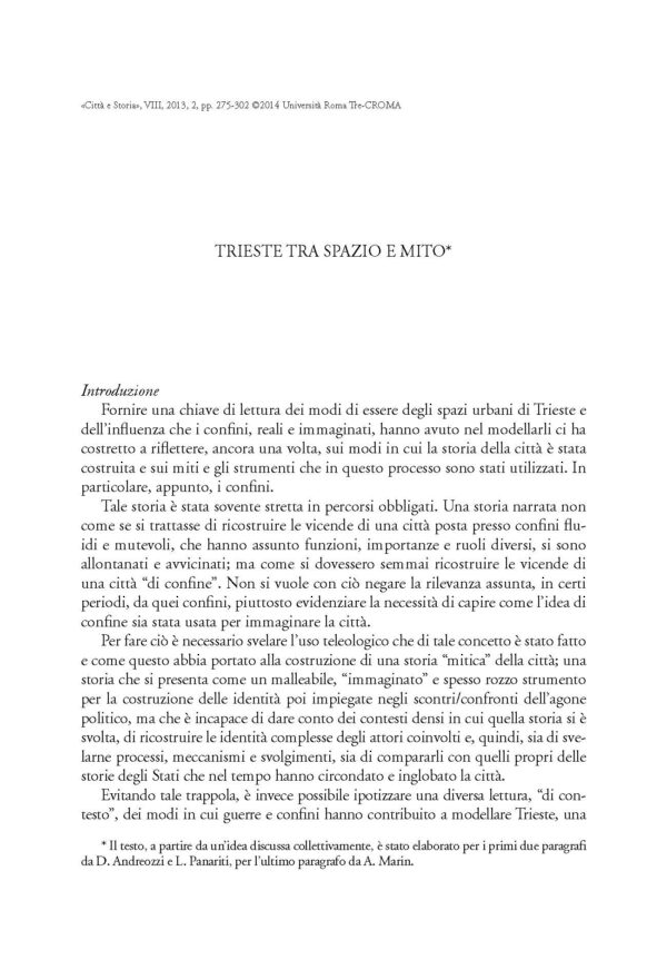 Trieste tra spazio e mito