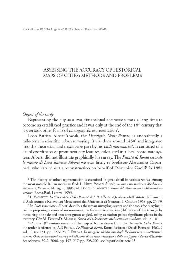 Assessing the accuracy of historical maps of cities: methods and problems
