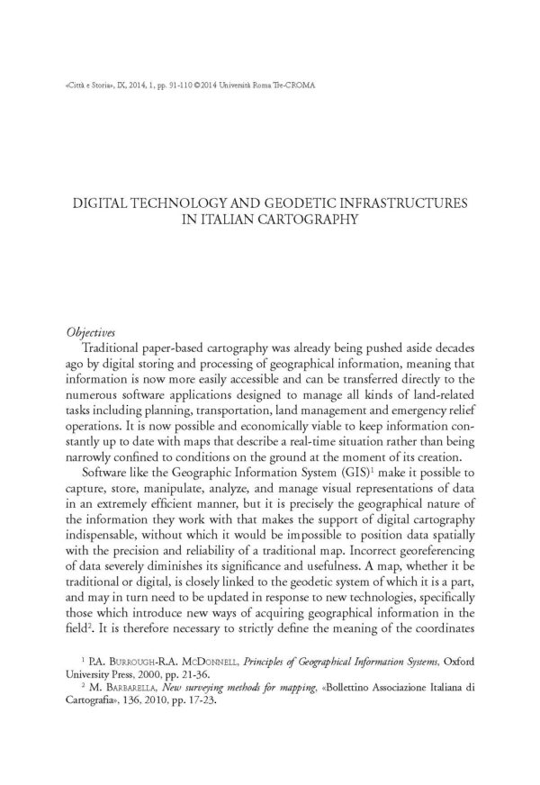 Digital technologies and geodetic infrastructures in Italian cartography