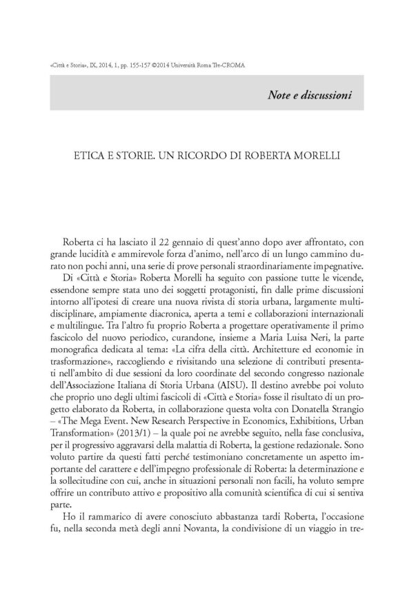 Etica e storie. Un ricordo di Roberta Morelli