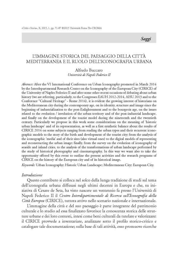 L'immagine storica del paesaggio della città mediterranea e il ruolo dell'iconografia urbana