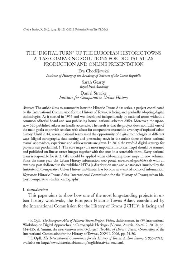 The "Digital Turn" of the European Historic Towns Atlas: comparing solutions for digital atlas production and online presentation