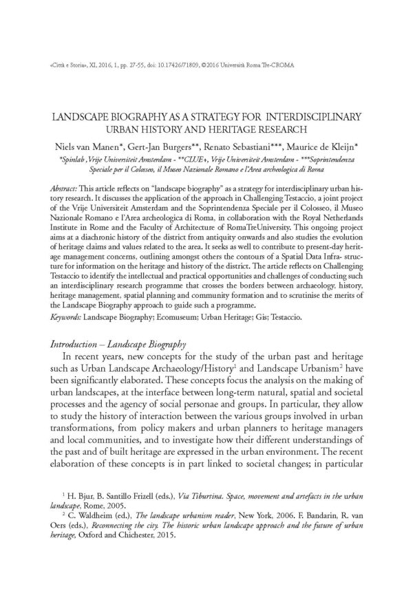 Landscape Biography as a Strategy for Interdisciplinary Urban History  and Heritage Research