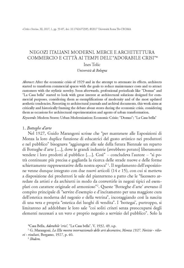 Negozi italiani moderni. Merce e architettura, commercio e città ai tempi dell'"adorabile crisi"