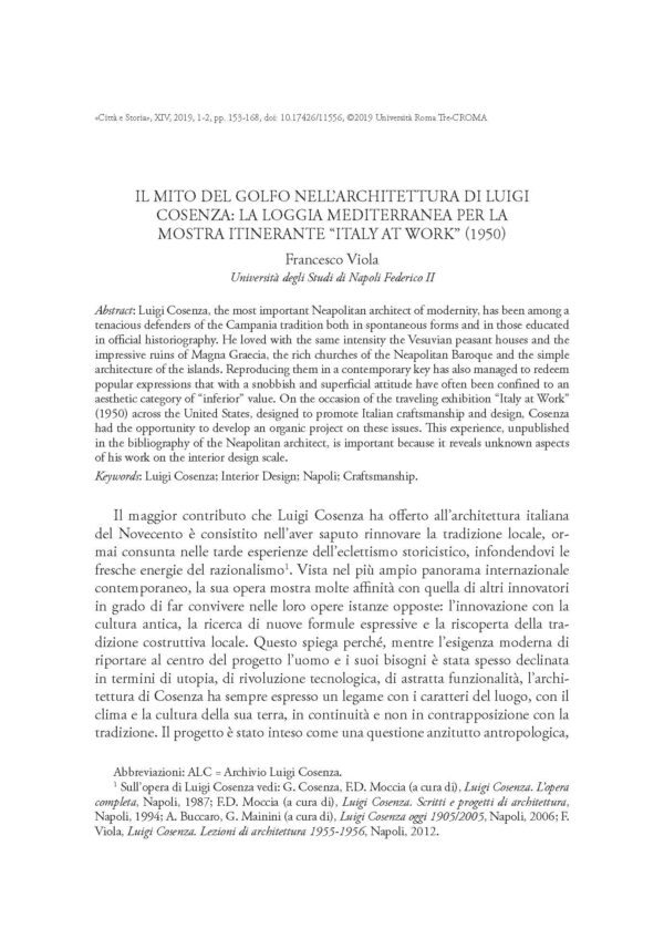Il mito del Golfo nell’architettura di Luigi Cosenza: la Loggia mediterranea per la mostra itinerante “Italy at Work” (1950)