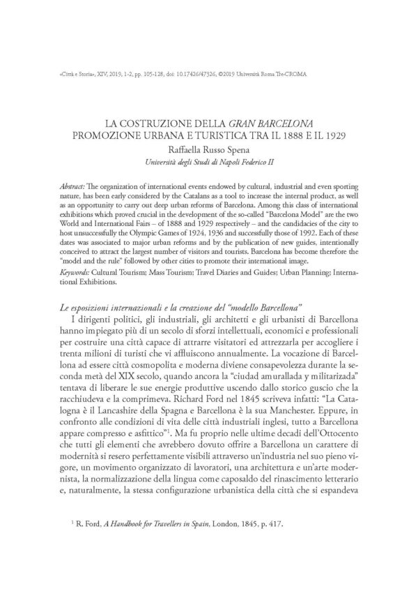 La costruzione della Gran Barcelona: promozione urbana e turistica tra il 1888 e il 1929